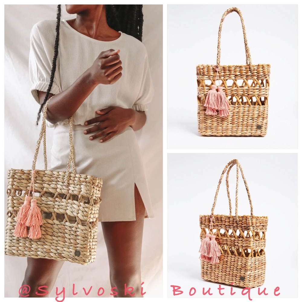 🔥Billabong Wild Heart Beige Woven Handbag NWT